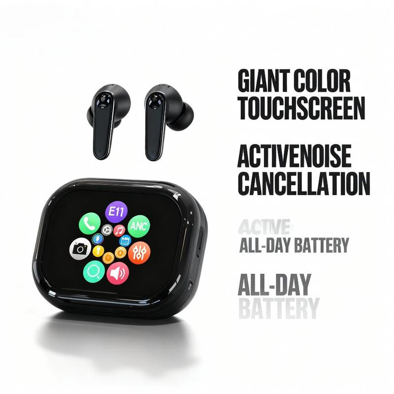 Wireless Earbuds with Touchscreen ANC ENC Noise Cancellation 6 Eqs Long Battery App Control